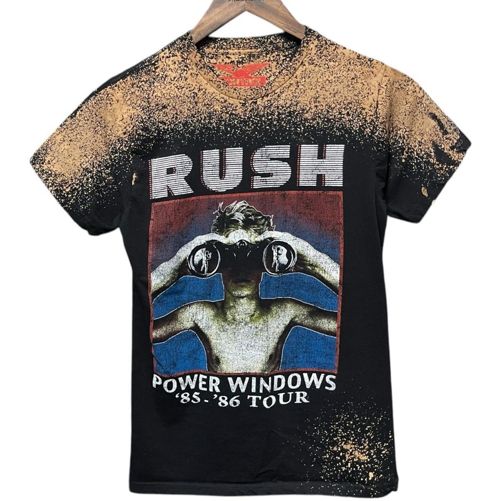 rush power windows 1985-86 tour graphic music band short sleeve crewneck T-shirt